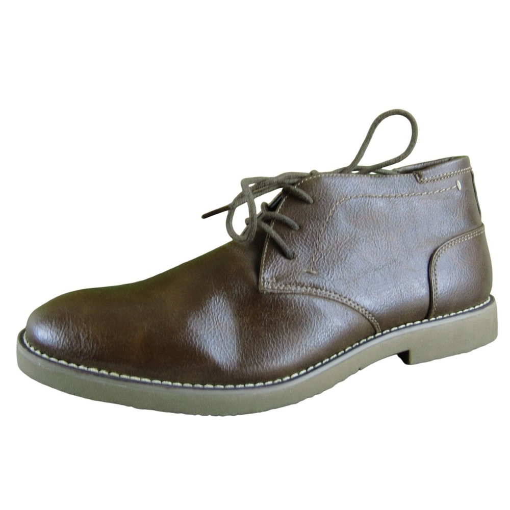 Dexter Brown Faux Leather Lace Up Chukka Boots Casual Dress Shoes Mens Size 10.5